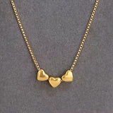 Triple Heart Necklace Gold Plated Stainless Steel