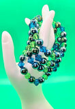 Blue & Green Crystal & Hematite Bracelet