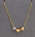 Triple Heart Necklace Gold Plated Stainless Steel