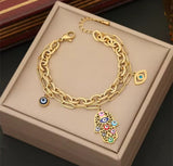 3-piece Hamsa Evil Eye Set Gold Plated Stainless Steel