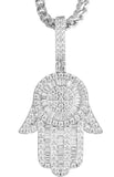 14K Gold Plated CZ Unisex Hamsa Necklace