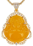 🔥💎🔥 18K Gold Plated & Silver CZ Laughing Buddha Unisex Necklace - Multiple Color Options🔥💎🔥