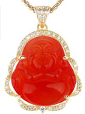 🔥💎🔥 18K Gold Plated & Silver CZ Laughing Buddha Unisex Necklace - Multiple Color Options🔥💎🔥