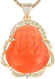 🔥💎🔥 18K Gold Plated & Silver CZ Laughing Buddha Unisex Necklace - Multiple Color Options🔥💎🔥