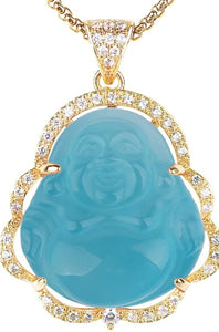 🔥💎🔥 18K Gold Plated CZ Laughing Buddha Unisex Necklace 🔥💎🔥