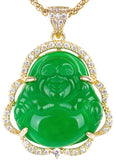 🔥💎🔥 18K Gold Plated & Silver CZ Laughing Buddha Unisex Necklace - Multiple Color Options🔥💎🔥