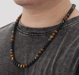 Tiger's Eye, Hematite & Onyx Unisex Necklace