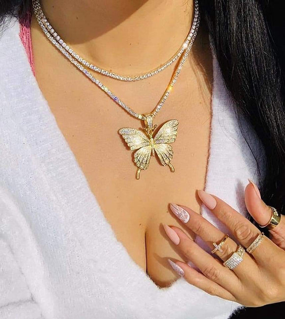 14K Gold Plated Butterfly
Cubic Zirconia Necklace  